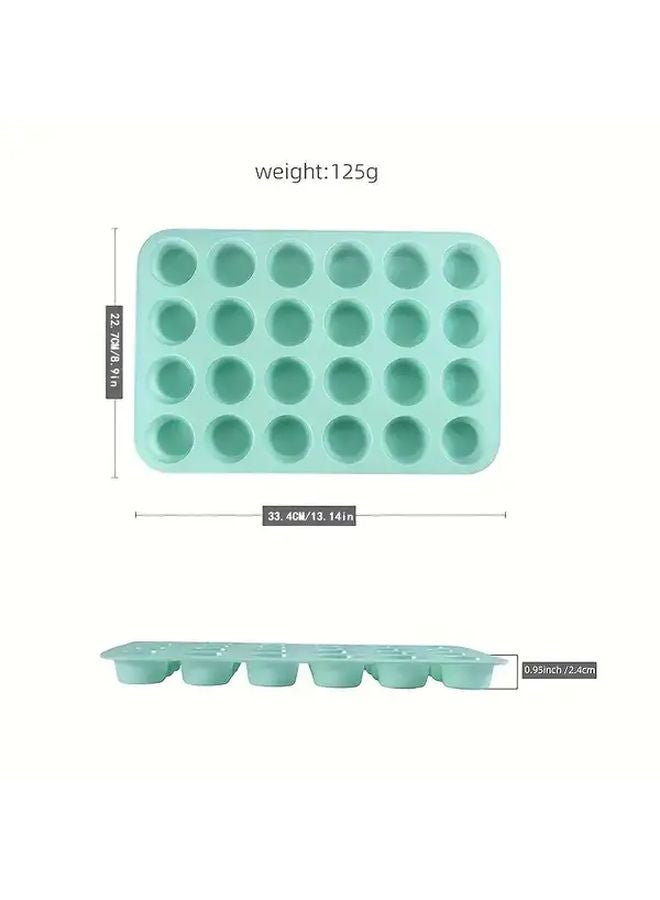 Nordic Green Silicone Mini Cake Mold 24 Cavity Food Grade For Baking Ice Cream - Image 3